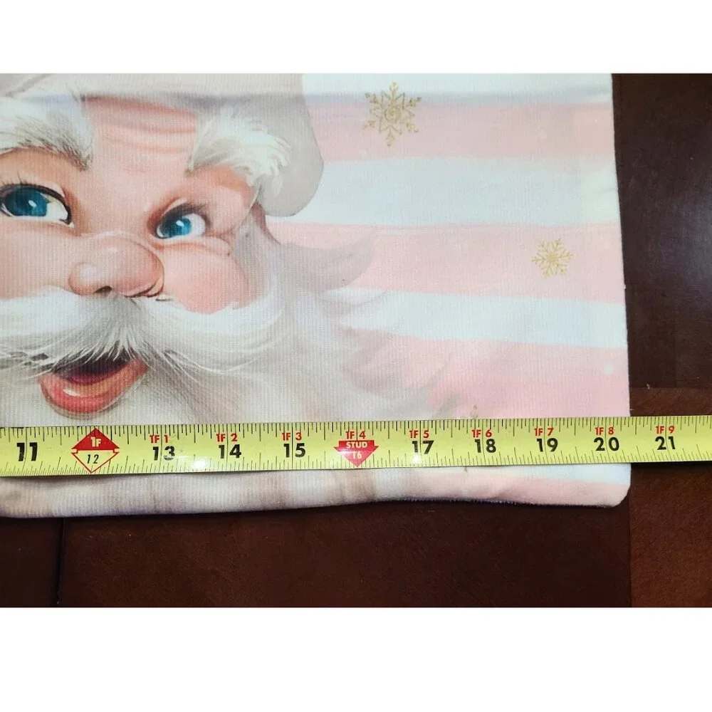 Santa Christmas Pillow Cover Holiday Decor Soft Pink Xmas Accent Throw Case 20